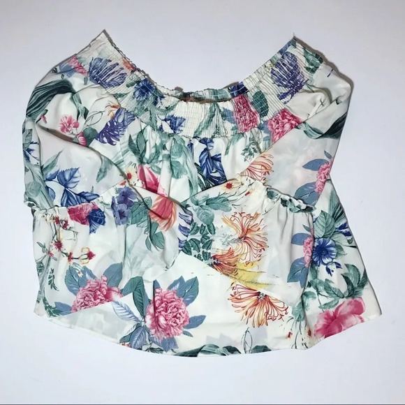 Peach Love California Off the Shoulder Cropped Top Large Summer Boho‎ Festival - Picture 5 of 8